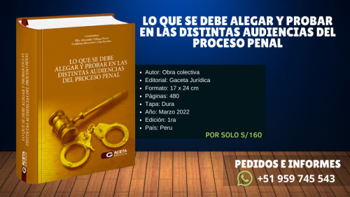 Libro: "Lo que se Debe Alegar y Probar en las Distintas Audiencias del Proceso Penal"
