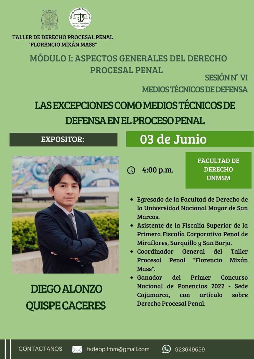 Las excepciones como medos técnicos de defensa en el proceso penal