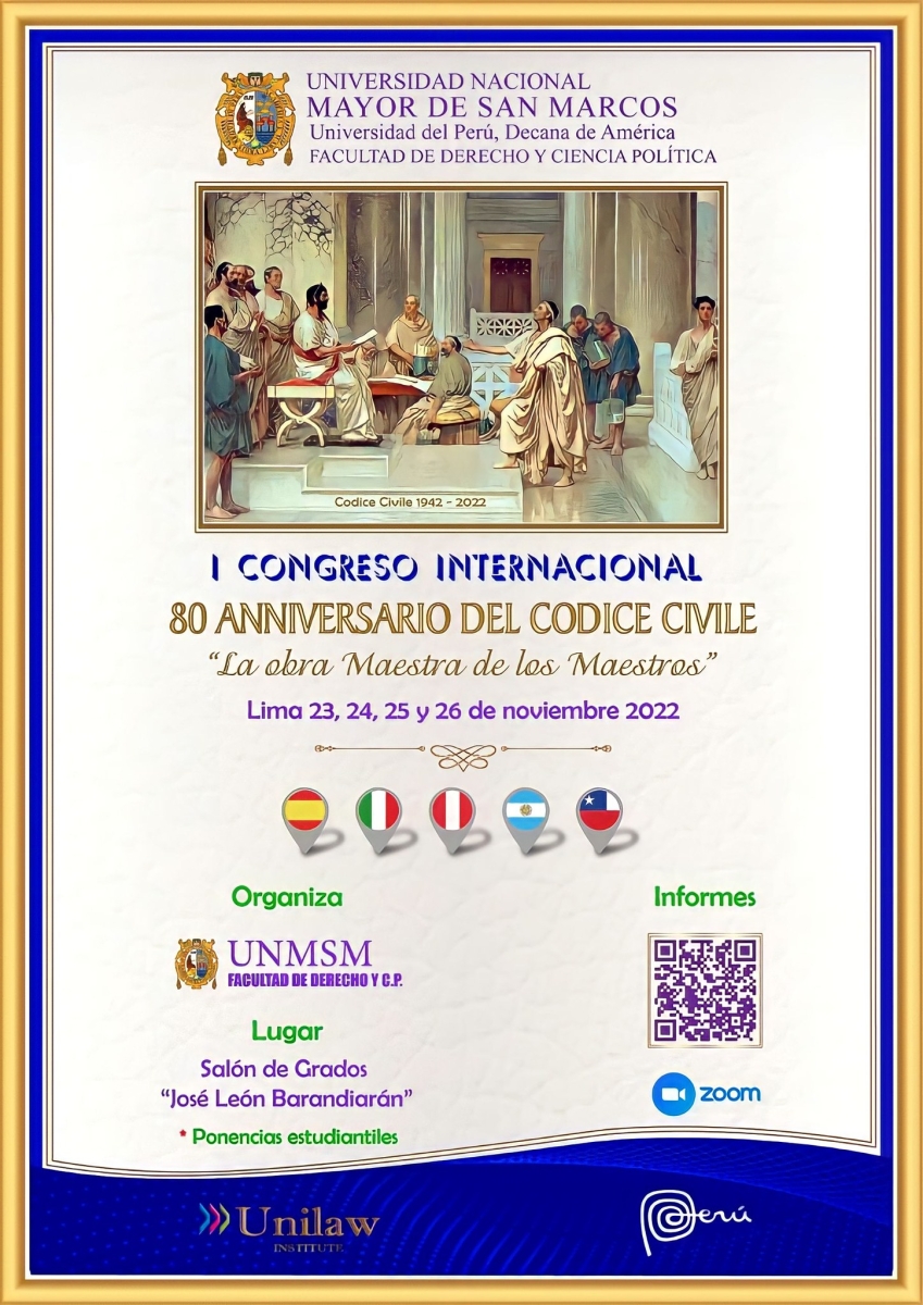 I CONGRESO INTERNACIONAL "80 ANNIVERSARIO DEL CODICE CIVILE"